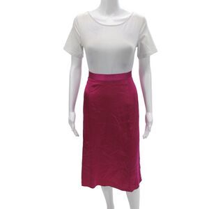 Designer Womens Pink Silk Straight Pencil Long Skirt Zip Closure Size XL